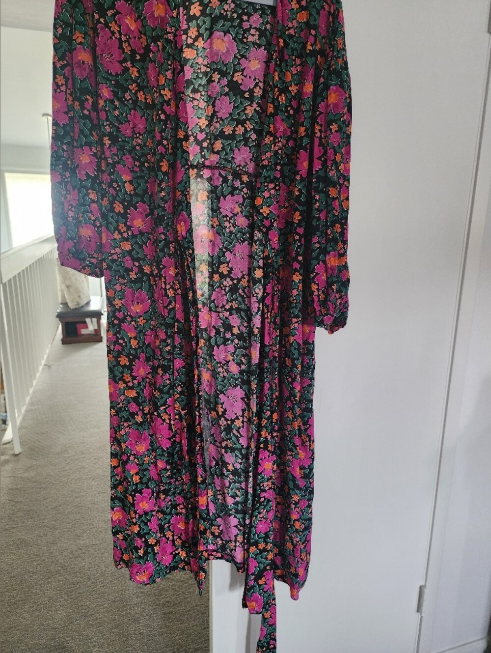 Floral Pink & Green Long Sleeve Dress